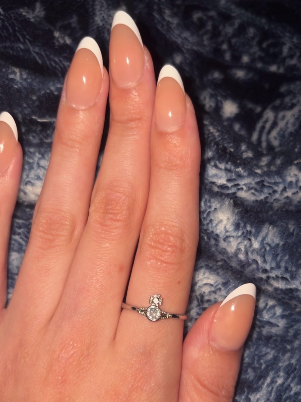 Vivienne Westwood Silver Orb Ring with Clear Stone